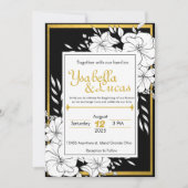 手エレガント引きフローラ結婚式招待状 | ブラ 招待状 (正面)