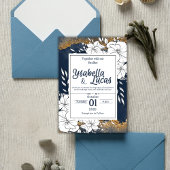 手エレガント引きフローラ結婚式招待状 招待状