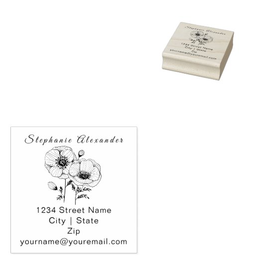 手エレガント引きポピーカスタムズのゴム印 ラバースタンプ (押印)