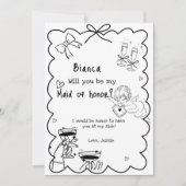 手エレガント引きメイド・オブ・オーナー(花嫁付き添い人)提案カード 招待状 (正面)