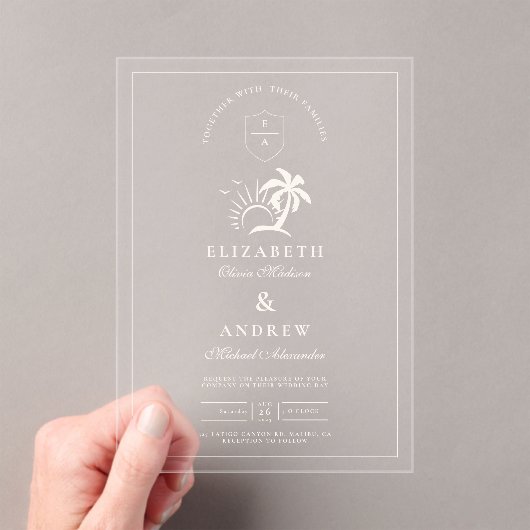 手エレガント引きヤシ結婚の木 アクリル招待状 (インサイチュ (ポータブル))