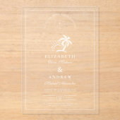 手エレガント引きヤシ結婚の木 アクリル招待状 (正面)