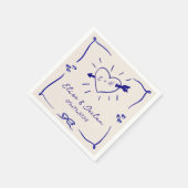 手エレガント引きレトロブルー結婚ズ スタンダードカクテルナプキン (角)