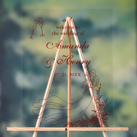 手エレガント引き夫婦の結婚歓迎 アクリルサイン (ニュートラル)