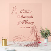手エレガント引き夫婦の結婚歓迎 アクリルサイン (ウェディング)