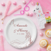 手エレガント引き対結婚対 ペーパープレート (パーティー)