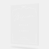 手エレガント引き弓とリボン結婚の歓迎 アクリルサイン (傾斜)