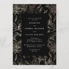 手エレガント引き植物学結婚院 招待状