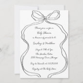 手エレガント引き波弓ベイビーシャワー 招待状 (正面)