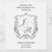 手エレガント引き紋ありがとう ワインラベル (シングルラベル)