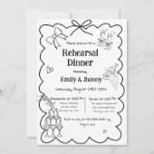 手エレガント引き結婚のリハーサル 招待状 (正面)