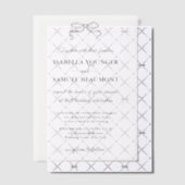 手エレガント引き結婚の弓の文字オーバーレイ ベラム紙招待状 (オフセット (招待状))