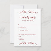 手エレガント引き結婚の 出欠カード (正面)