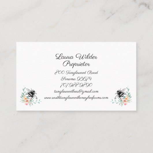 手エレガント引き蜂蜜養蜂養蜂場 名刺 (裏面)