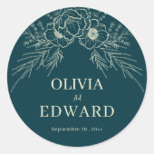 手エレガント引き金ゴールドフローラ結婚シール ラウンドシール (正面)