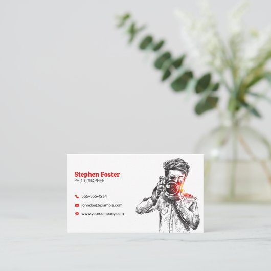 手エレガント引写真カメラQRコード 名刺 (スタンド正面)