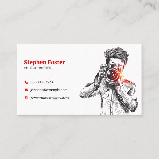 手エレガント引写真カメラQRコード 名刺 (正面)