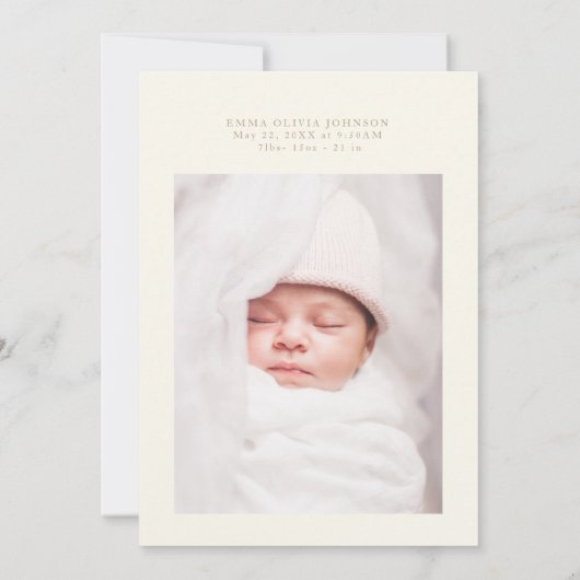 手エレガント打ちシンプル写真赤ちゃんシャワー サンキューカード (裏面)