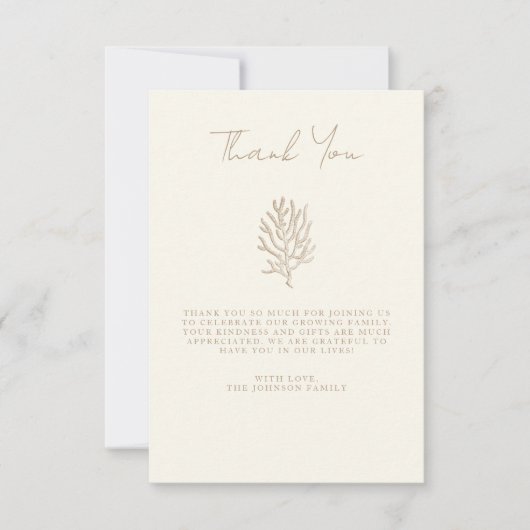 手エレガント打ちシンプル写真赤ちゃんシャワー サンキューカード (正面)