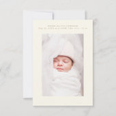 手エレガント打ちシンプル写真赤ちゃんシャワー サンキューカード (裏面)