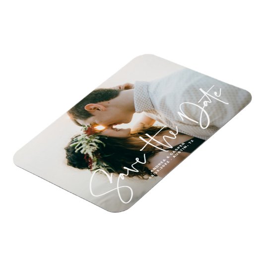 手エレガント描きオーバーレイ写真日付の保存 マグネット (左側)