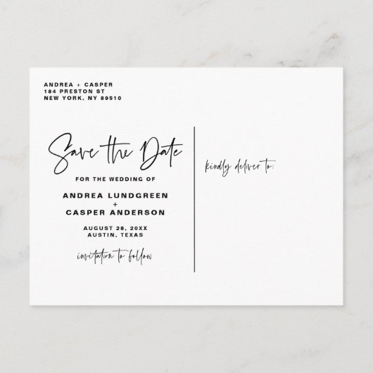 手エレガント描きオーバーレイ写真日付の保存 案内ポストカード (裏面)