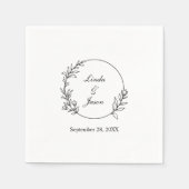 手エレガント描きフローラ植物カスタム結婚式 スタンダードカクテルナプキン (正面)