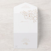 手エレガント描きフローラ黄金秋の結婚式 オールインワン招待状 (外側)