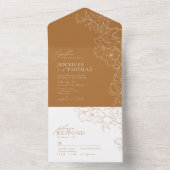 手エレガント描きフローラ黄金秋の結婚式 オールインワン招待状 (内側)