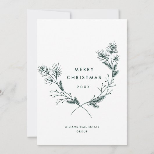手エレガント描きミニマリストのクリスマス企業の シーズンカード (正面)