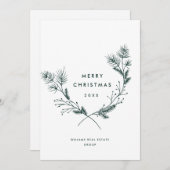 手エレガント描きミニマリストのクリスマス企業の シーズンカード (正面/裏面)