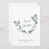 手エレガント描きミニマリストのクリスマス企業の シーズンカード (正面/裏面)