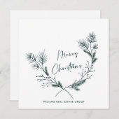 手エレガント描きミニマリストのクリスマス企業の シーズンカード (正面/裏面)