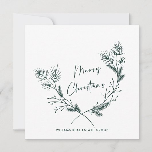 手エレガント描きミニマリストのクリスマス企業の シーズンカード (正面)