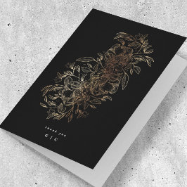 手エレガント描き植物性モノグラム結婚ズ サンキューカード