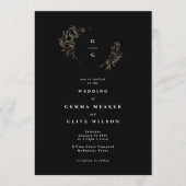 手エレガント描き植物性モノグラム結婚ズ 招待状 (正面)