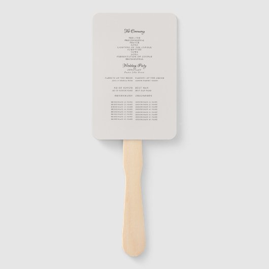 手エレガント描き葉の中性結婚式 プログラム ハンドファン (裏面)