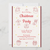 手エレガント描き要素クリスマスパーティー 招待状 (正面)