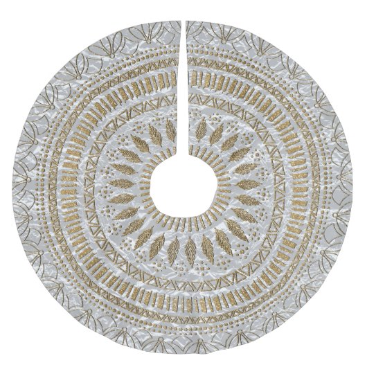 手エレガント描き部族曼荼羅デザイン ブラッシュドポリエステルツリースカート (正面)