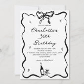 手エレガント描き30歳の誕生日 招待状 (正面)