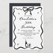 手エレガント描き30歳の誕生日 招待状 (正面/裏面)