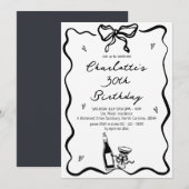 手エレガント描き30歳の誕生日 招待状 (正面/裏面)