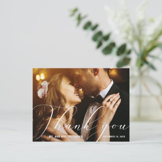 手エレガント書の写真結婚どうもありがとう ポストカード (スタンド正面)