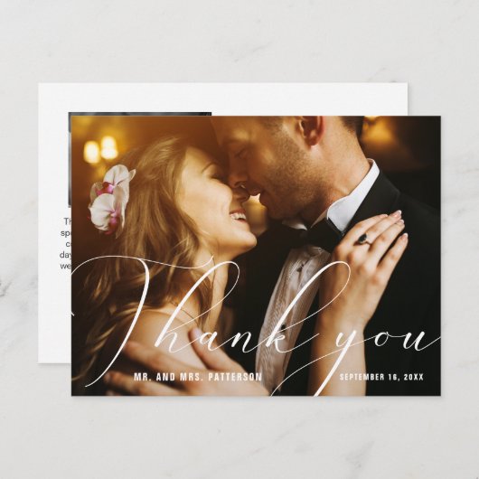 手エレガント書の写真結婚どうもありがとう ポストカード (正面/裏面)