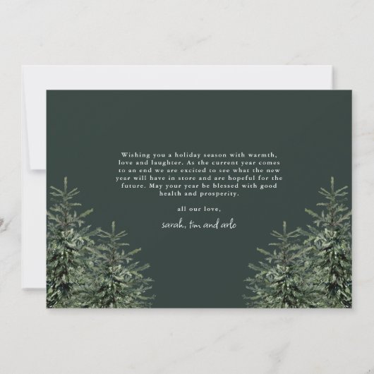 手エレガント松絵を描木写真クリスマス シーズンカード (裏面)