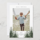 手エレガント松色彩の鮮やか木写真クリスマスホール シーズンカード (正面)