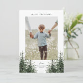 手エレガント松色彩の鮮やか木写真クリスマスホール シーズンカード (スタンド正面)