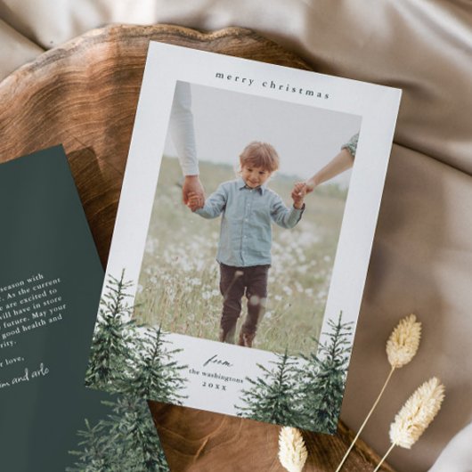 手エレガント松色彩の鮮やか木写真クリスマスホール シーズンカード