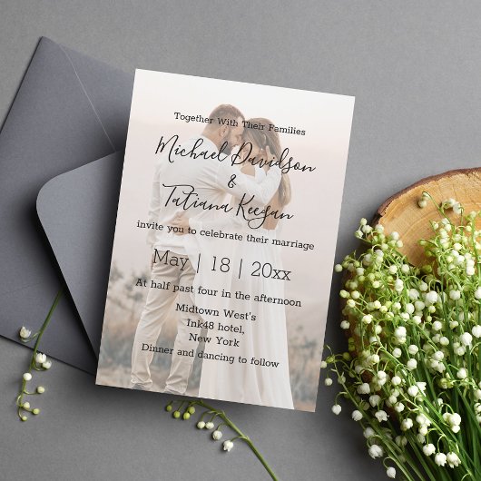 手エレガント結婚モダン跡 招待状