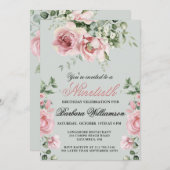 手エレガント絵を描バラ90th誕生日パーティー 招待状 (正面/裏面)